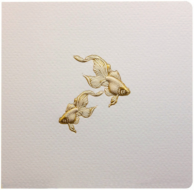 Bas-relief Greeting Card - Goldfish (Gold)