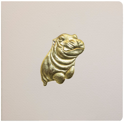 Bas-relief Greeting Card - Hippo (Gold)