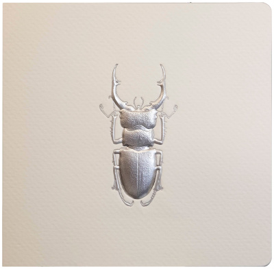 Bas-relief Greeting Card - Stag Beetle (Silver)