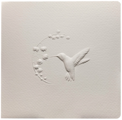 Bas-relief Greeting Card - Hummingbird (White)