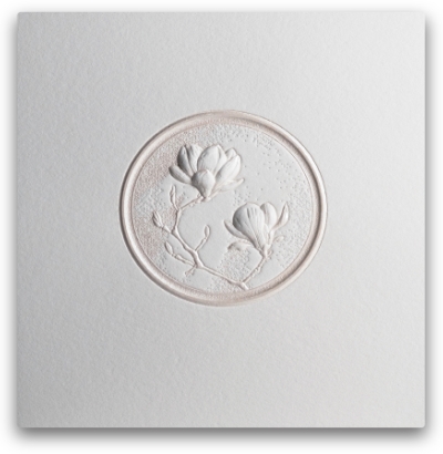 Bas-relief Blank Card with Stand - Magnolia (White)