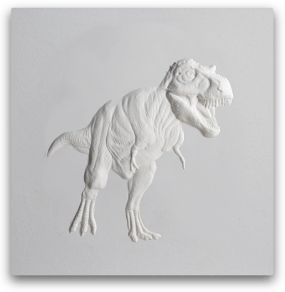 Bas-relief Blank Card with Stand - T-Rex (White)