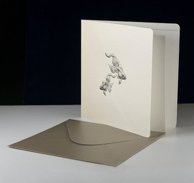 Bas-relief Greeting Card - Goldfish (Silver)