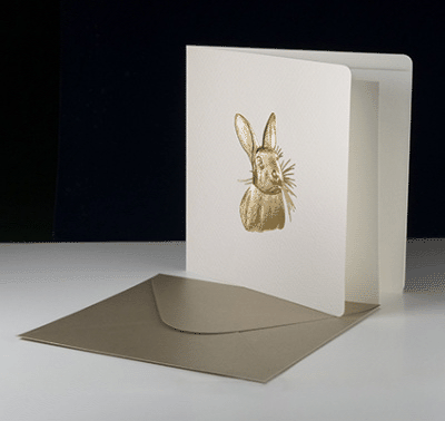 Bas-relief Greeting Card - Rabbit (Gold)