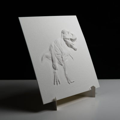Bas-relief Blend Card with Stand - T-Rex (White)